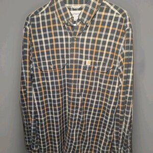 Carhartt Mens Shirt Sz M Plaid Long Sleeve Cotton Button-Down Relaxed Fit
